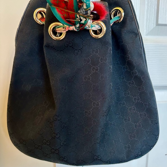 Gucci Positano Scarf GG Monogram Hobo Black Bag - Picture 3 of 13